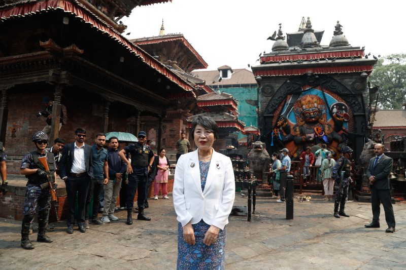 जापानी विदेशमन्त्री वसन्तपुर पुगिन् , कालभैरवको दर्शन गरिन्